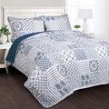 Lush Decor Monique 3-Piece Quilt Set, Full/Queen, Blue