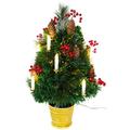 Christmas Concepts® 2ft (60cm) Green Fibre Optic Pine Christmas Tree With Cones, Red Berries And LED Candles