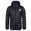 Chelsea FC Official Football Gift Mens Quilted Hooded Winter Jacket Black Large