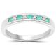 The Diamond Ring Collection: Sterling 3mm slim width Emerald & Diamond Channel set Eternity Ring (Size N)