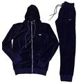 TIME IS MONEY Velour Jogging Set, Super Star Hip Hop Mens Slim Fit Tracksuit Blue