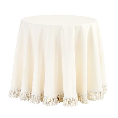 Essential Tablecloth - Fringed Off White Twill, 90