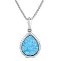 Paul Wright Created Opal Pendant, 925 Sterling Silver, 10x8mm Teardrop Shape, 41cm plus 5cm Extender