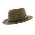 Curzon Classics Kent 100% Wool Crushable/Water Repellent Fedora Hat (Large 59cm, Olive)