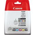 Canon PGI-580 CLI-581 BK C M Y PGBK Vorteilspack 5 Tintenpatronen (Schwarz, Cyan, Magenta, Gelb Pigment-Schwarz) (Veraltete Kunststoffverpackung 2018)