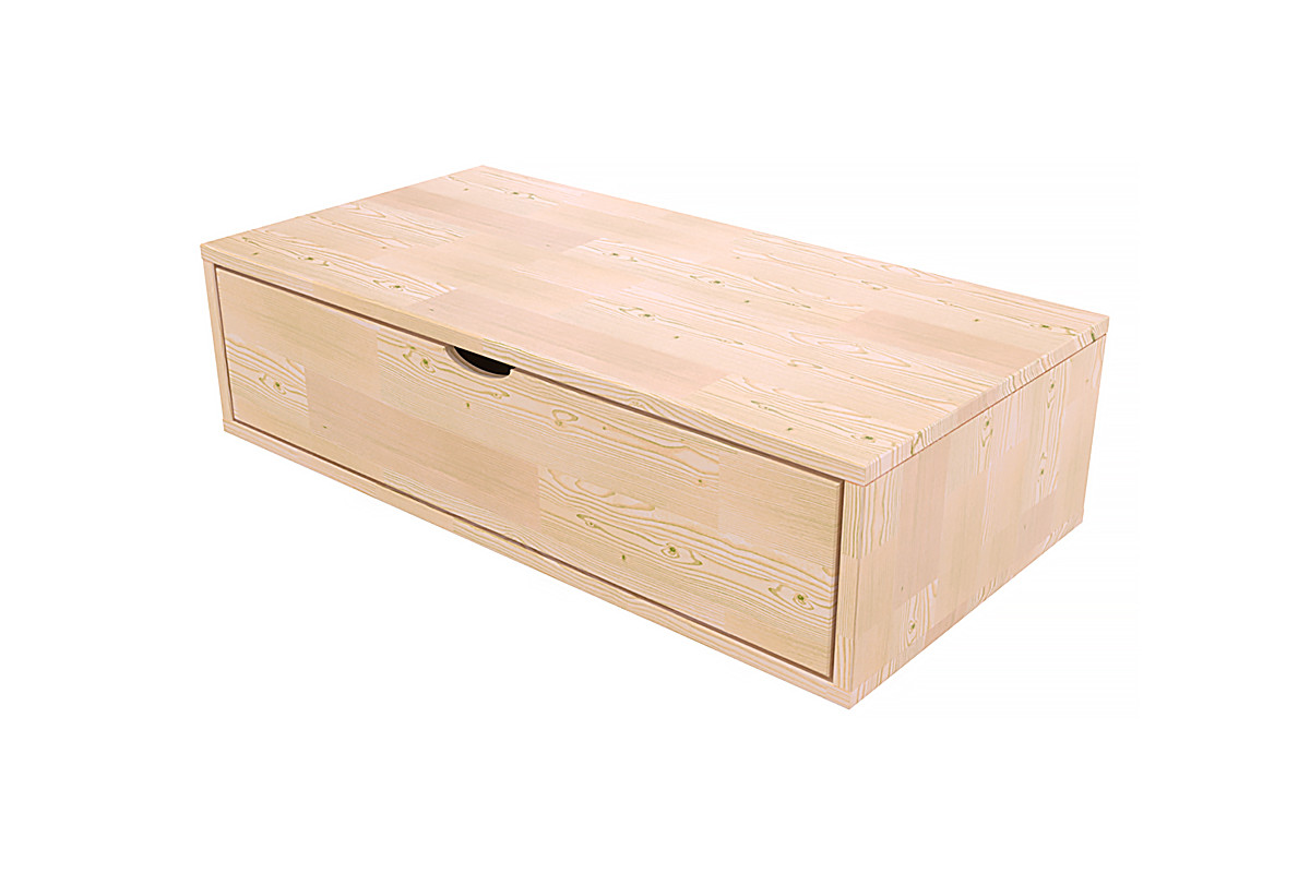 Cube de rangement bois 100x50 cm + tiroir - Vernis Naturel
