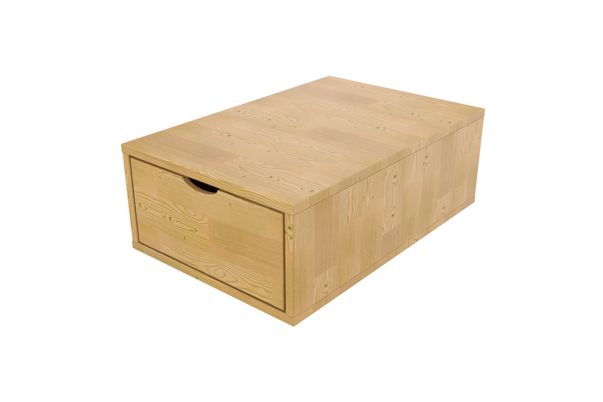 Cube de rangement bois 75x50 cm + tiroir - Miel