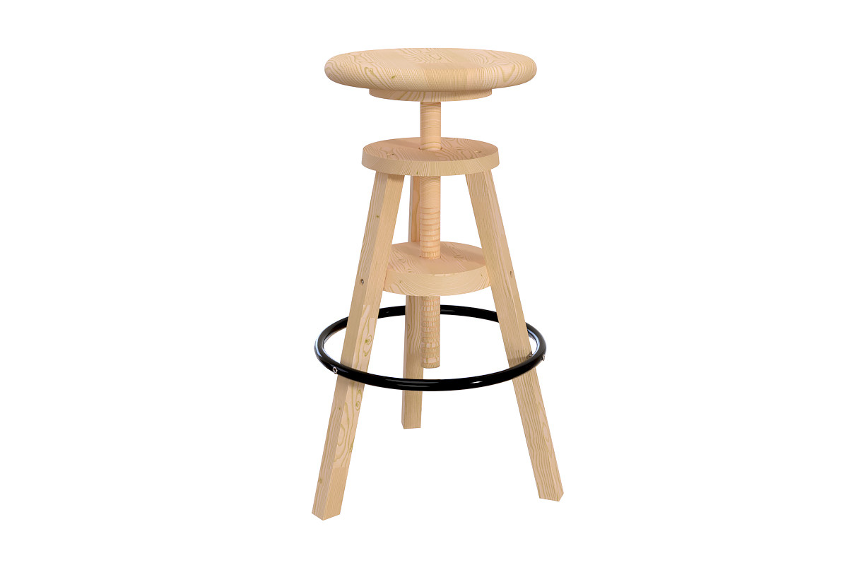 Tabouret de bar bois à vis - Brut (sans vernis)