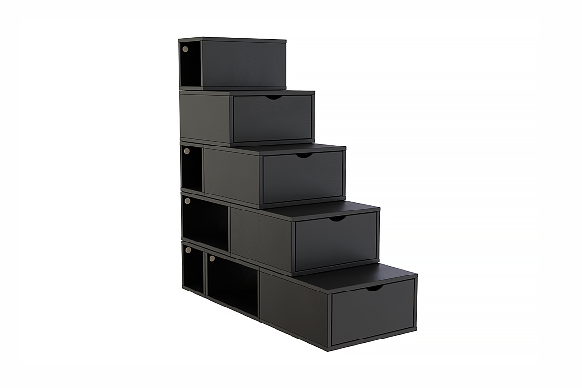 Escalier cube de rangement hauteur 125 cm - Noir