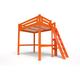 Lit Mezzanine adulte bois + échelle hauteur réglable Alpage 160x200 Orange