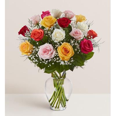 1-800-Flowers Flower Delivery Rose Elegance Premium Long Stem Roses 18 Stems Of Assorted | Happiness Delivered To Their Door