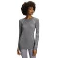 FALKE Damen Baselayer-Shirt Wool-Tech Round Neck W L/S SH Wolle Schnelltrocknend 1 Stück, Grau (Grey-Heather 3757), M