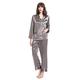 LilySilk Women's Silk Pyjamas Long Ladies Pajamas V Neck Trimmed 100% 22 Momme Pure Mulberry Silk Size 20-22/XXL Dark Gray
