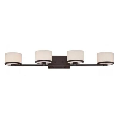 Nuvo Lighting 65574 - 4 Light Venetian Bronze Etched Opal Glass Shades Vanity Light Fixture (CELINE - 4 LT VANITY FIXTURE)