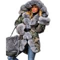 Roiii Women's Ladies Padded Winter Warm Coat Hood Parkas Long Oversize Cardigan Jacket Outwear 8-20 (10, Army Grey)