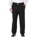 Haggar Men's Cool 18 Hidden Expandable Waist Pleat Front Pant-Regular and Big & Tall Sizes, Black Gabardine, 46W x 29L