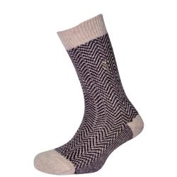 Mens 1 Pair Pringle of Scotland 85% Cashmere Herringbone Socks In 8 Colours - 9-11 Mens - Natural