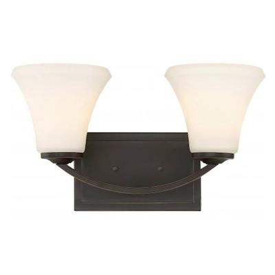 Nuvo Lighting 46302 - 2 Light Mahogany Bronze Frosted Glass Shades Vanity Light Fixture (FAWN 2 LIGHT VANITY)
