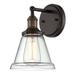 Nuvo Lighting 65512 - 1 Light Rustic Bronze Clear Glass Shade Wall Sconce Light Fixture (Vintage - 1 Light Sconce w/ Clear Glass - Vintage Lamp Included)
