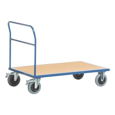 ROLLCART Schiebebügelwagen 85x50 cm Holz-Ladefläche blau, 97x95x50 cm