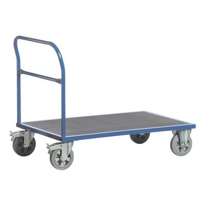 ROLLCART Schwerlast-Schiebebügelwagen 100x70 cm rutschfeste Ladefläche blau, 112x99x70 cm