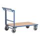 ROLLCART Schiebebügelwagen mit Totmannbremse 120x80 cm Holz-Ladefläche blau, 146x100x80 cm