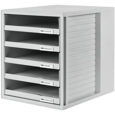 HAN Schubladenbox »SCHRANK-SET« mit 5 Schubladen offen grau, 23.8x4.5x30.5 cm
