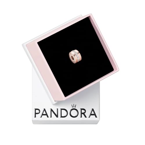 Pandora Timeless Women's 14k Rose Gold-Plated Sparkling Row Spacer Cubic Zirconia Clip Charm for Bracelet, No Box