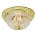 Nuvo Lighting 76091 - 2 Light 11" Round Polished Brass Clear Ribbed Glass Shade Ceiling Light Fixture (2 Light - 11" - Flush Mount - Clear Ribbed Glass)