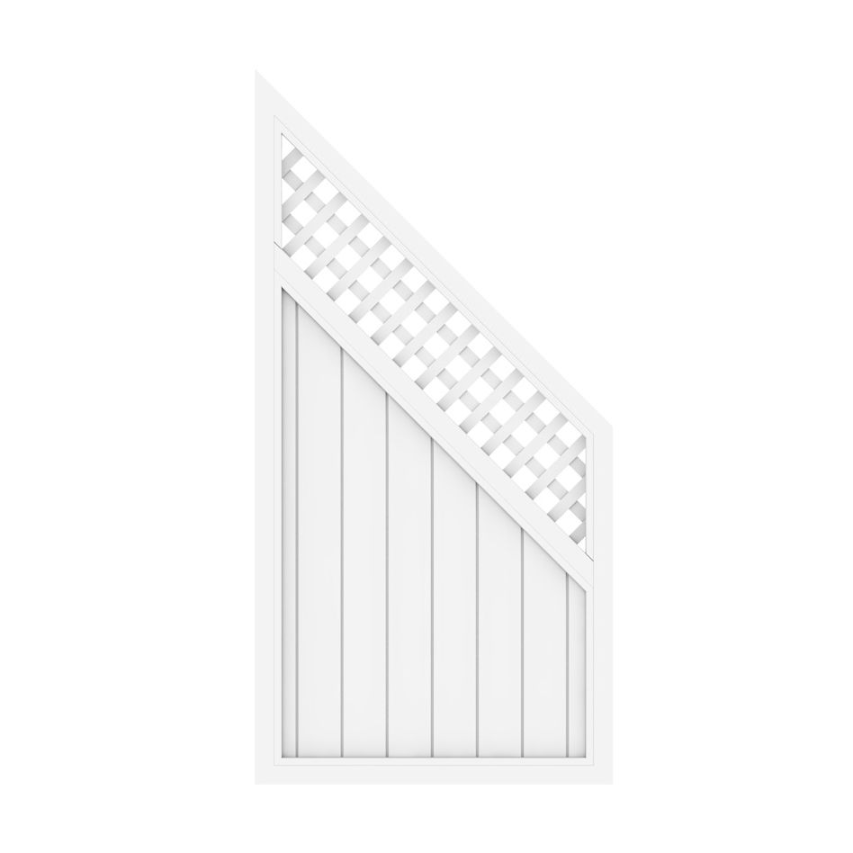 TraumGarten Sichtschutzzaun LONGLIFE RIVA Anschluss mit Gitter Weiß Sichtschutz Lamellenzaun Image