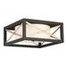 Nuvo Lighting 66132 - 2 Light Matte Black with Antique Silver Accents Satin White Glass Shade Ceiling Light Fixture (BOXER 2 LIGHT FLUSH MOUNT)