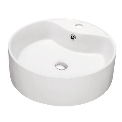 Dawn USA Ceramic Circular Vessel Bathroom Sink w/ Overflow | 5.875 H x 18.13 W x 18.13 D in | Wayfair CASN103000