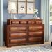 Glory Furniture 1015 10 Drawer 67" W Double Dresser Wood in Brown/Red | 43 H x 67 W x 17 D in | Wayfair G8850-D