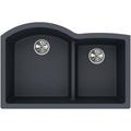 Elkay Quartz Classic 33" x 22" x 10" Double Basin Undermount Kitchen Sink Quartz in Black/Gray/White | 10 H x 22 D in | Wayfair ELGHU3322RGY0