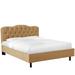 Willa Arlo™ Interiors Pires Tufted Low Profile Platform Bed Upholstered/Metal in Brown | 41 H x 62 W x 83 D in | Wayfair