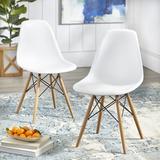 George Oliver Elizabethtown Side chair Plastic/Acrylic in White/Brown | 31.9 H x 21.3 W x 18.5 D in | Wayfair 64818AFC96C8493191B03F7D03008975