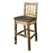 Loon Peak® Glacier Country Collection 24" Bar Stool Wood/Upholstered/Leather in Brown | 38 H x 19 W x 20 D in | Wayfair LOPK8947 44251099