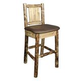 Loon Peak® Glacier Country Collection 24" Bar Stool Wood/Upholstered/Leather in Brown | 38 H x 19 W x 20 D in | Wayfair LOPK8950 44251103