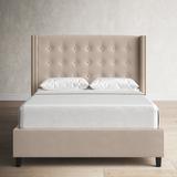 Birch Lane™ Cinnamon Tufted Low Profile Standard Bed Upholstered/Polyester in Black | 56 H x 67.5 W x 85 D in | Wayfair