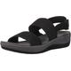 Clarks Women's Arla Jacory Wedge Sandal, Black Solid, 4 UK