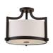 Nuvo Lighting 65888 - 3 Light Russet Bronze White Fabric Shade Frosted Glass Diffuser Ceiling Light Fixture (MEADOW 3 LIGHT SEMI FLUSH)