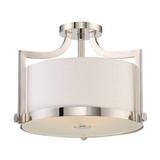 Nuvo Lighting 65883 - 3 Light Polished Nickel White Fabric Shade Frosted Glass Diffuser Ceiling Light Fixture (MEADOW 3 LIGHT SEMI FLUSH)