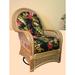 Bayou Breeze JonPaul Swivel Rocking Chair Wicker/Rattan/Fabric in Blue/Brown/Yellow | 39 H x 35 W x 35 D in | Wayfair BBZE4522 45265604