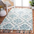 Green/White 96 x 0.43 in Indoor Area Rug - Charlton Home® Guzi Geometric Hand Hooked Wool Ivory/Green Area Rug Wool | 96 W x 0.43 D in | Wayfair