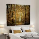 Alcott Hill® Soon Fall Leaves - Wrapped Canvas Multi-Piece Image Print Metal in Green/Yellow | 32 H x 48 W x 1.5 D in | Wayfair ALTH2856 42416587