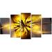 Design Art 'Shiny Gold Fractal Flower on Black' 5 Piece Graphic Art on Metal Set Canvas | 32 H x 60 W x 1 D in | Wayfair MT14178-373