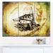 Design Art 'Drawing of Large Ancient Boat' Graphic Art Print Multi-Piece Image on Canvas in Brown/Yellow | 28 H x 36 W x 1 D in | Wayfair