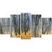 Design Art 'Dark Woods in Autumn Forest' 5 Piece Photographic Print on Metal Set 32.0 H x 60.0 W x 1.0 D in brown/green/yellowMetal | Wayfair