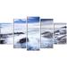 Design Art 'Waves Crashing at Beach' 5 Piece Photographic Print on Metal Set Canvas in White | 32 H x 60 W x 1 D in | Wayfair MT13216-373