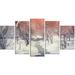 Design Art 'Beautiful Snowfall in City Park' 5 Piece Photographic Print on Metal Set Metal in White | 32 H x 60 W x 1 D in | Wayfair MT14567-373